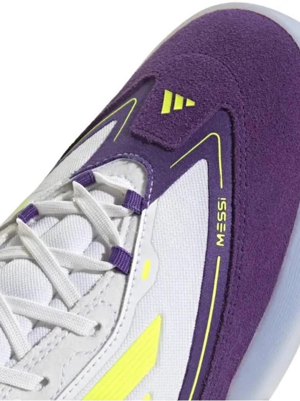 adidas Purple, White & Neon Yellow Messi Soccer Shoe